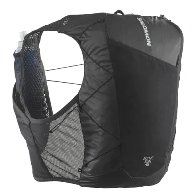 Bild av Salomon Active Skin 12 Unisex träningsväst med flaskor ingår, l, enkel vätsketillförsel, exakt passform och optimerad förvaring, svart, storlek S