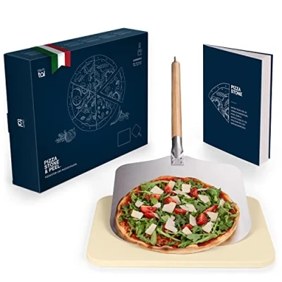 Bild av Blumtal Pizzasten i cordierite för ugn och gasolgrill jämn bakning, krispig deg traditionell pizza Professionell pizzaspade ingår