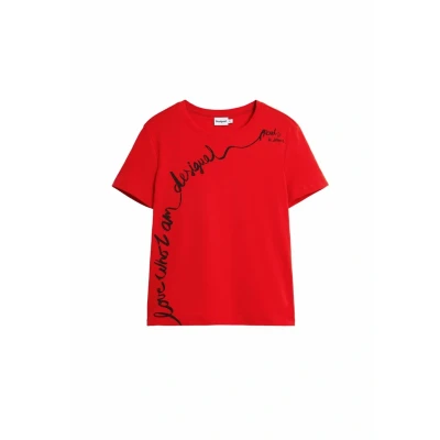Bild av Desigual WITH Embroidered Phrase Tshirt med print, Storlek: XS, Red