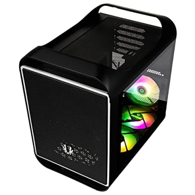 Bild av BitFenix Prodigy M 2022 PC fodral, ARGB Micro ATX hölje, gaming PC, kompakt fodral för och Mini ITX moderkort, nätfront, fönster av härdat glas, svart