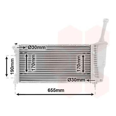Bild av VAN WEZEL 17002308 Radiateur du moteur Aluminium 580 298 25 ailettes jointes mécaniquement LANCIA: Ypsilon II, Musa, FIAT: Idea