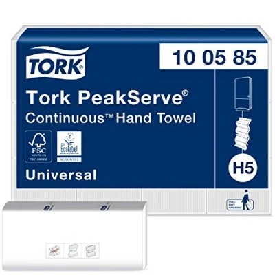 Bild av Tork PeakServe Continuous Handduk vit H5, Universal kvalitet, komprimerade, 12 x 410 ark, 100585