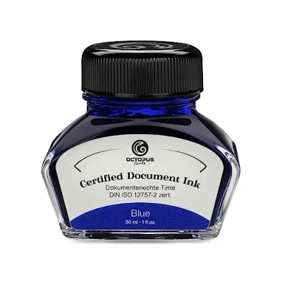 Bild av Octopus Fluids Document Ink Blue, dokumentäkta bläck, certifierat enligt DIN ISO 12757 2, blå, 30 ml