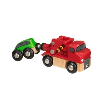 Bild av BRIO World 33528 Bärgningsbil Tow Truck Leksakstågstillbehör. 2 delar. Från 3 år. För små järnvägsbyggare.