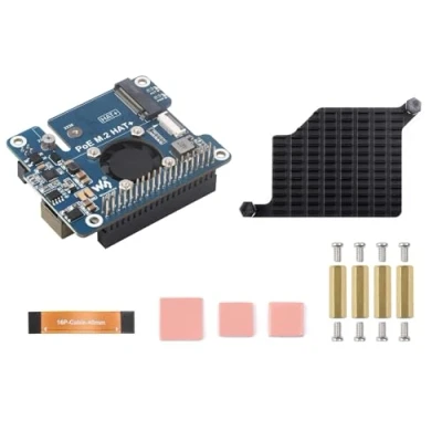 Bild av PCIe till M.2 med PoE hatt kompatibel hallon Pi 5, stöder NVMe protokoll 2230/2242, storlek M.2, Solid State enhet, IEEE 802.3af/at nätverksstandard