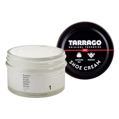 Bild av Tarrago skokräm premium för ultimat lädernäring, glans och skydd läder syntetiska läderskor, skor, väskor tillbehör 50 ml, Vit (01), ml