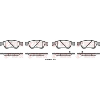 Bild av REMSA 1273.02 Jeu de plaquettes frein Essieu avant contact signal d&#039;usure inclus avec feuille collante accessoires INFINITI: FX SUV