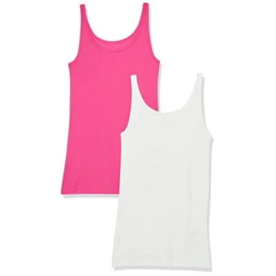 Bild av Amazon Essentials tunn remtank för kvinnor, smal passform, 2 pack, mörk rosa/vit, X Small