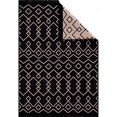 Bild av Fashion4Home Matta löpare tepiche för vardagsrum, sovrum, kök, barnrum, badrum boho kilimmattor hallmatta svart beige, storlek: 120 x 170 cm