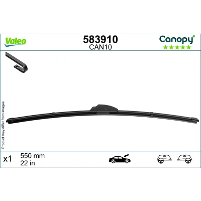 Bild av Balai d&#039;essuie glace Valeo Canopy 583910 550mm plat, caoutchouc d&#039;essuyage composé de &gt;80 % matériaux durabl.