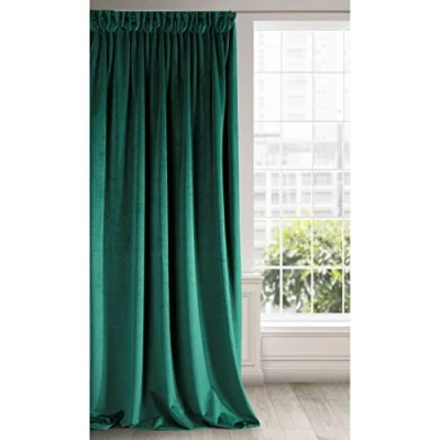 Bild av Eurofirany RIA Mörkläggningsgardin, Ogenomskinlig, Satänggardin med Gardintejp 1st. Extra Lång Gardin, Elegant, Vanlig, Vardagsrum, Sovrum, Densitet 290 g/m², 140x270 cm, Mörkgrön