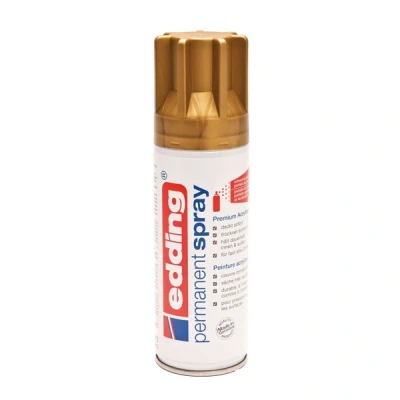 Bild av edding 5200 permanent spray rik guldmatt 200 ml akrylfärg för målning och dekorering av glas, metall, trä, keramik, plast, duk aerosolspray, akrylspray, färgspray
