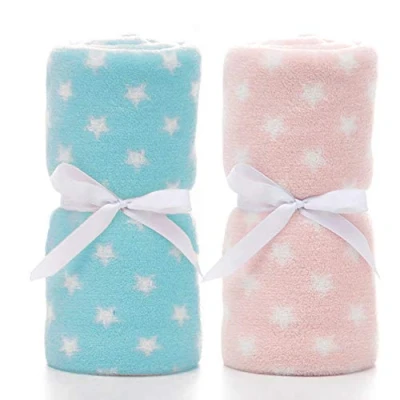 Bild av LeerKing Unisex Babyfilt 2 pack Pojkar Flickor Mysig Filt Baby Sängkläder Barnvagn för Nyfödda Mjuk 75cmx100cm Blå+Rosa