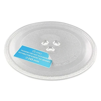 Bild av DL pro Universal mikrovågsugnstallrik, roterande skiva, tallrik, glastallrik, glasplatta, vridbar rund ersättning för mikrovågsugn, mikrovågsugn (245 mm med 3
