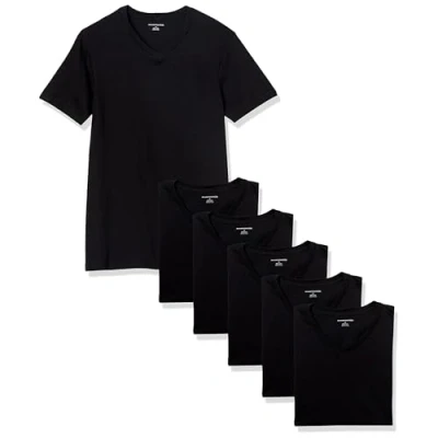 Bild av Amazon Essentials Herr V ringad undertröja, 6 Pack, Svart, M