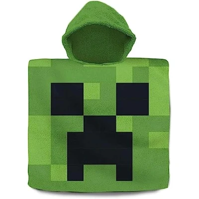 Bild av SRV Hub Minecraft strandhandduk för barn 120 x 60 cm Badhandduk poncho med huva, surfhandduk mjuk absorberande badrock pojkar 3 6 år