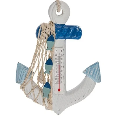 Bild av OOTB väggtermometer, ankare, trä, svart, 12,5 x 1,2 17 cm