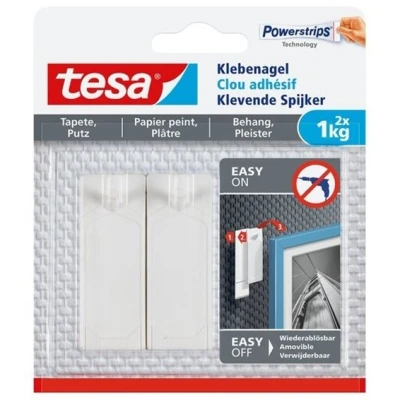Bild av TESA 77773 00000, inomhus, Universalkrok, Vit, Självhäftande remsa, 1 kg, Kakel och metall