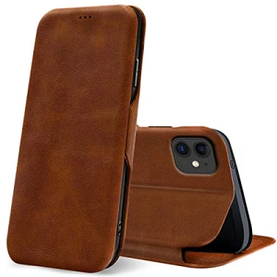 Bild av Verco plånboksfodral för iPhone 11 skal (6.1), Premium pu läderplånbok Flip Case Wallet Apple bokfodral fodral, Brun