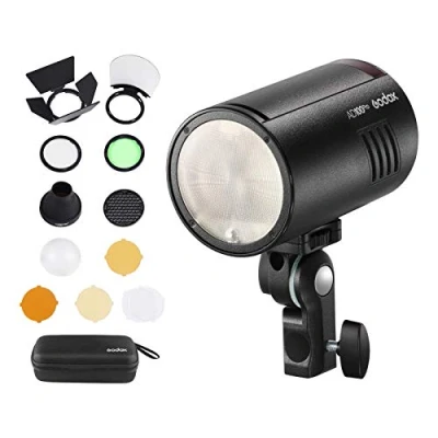 Bild av Godox AD100Pro fickstudio porträtt blixt fotografi 5800K 1/8000s synkronisera TTL/Multi/M med uppladdningsbart 2 600 mAh batteri AK R1 fickblixttillbehörssats