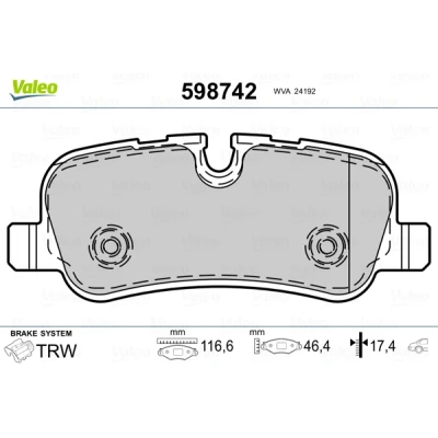 Bild av VALEO 598742 Jeu de plaquettes frein Essieu arrière contact signal d&#039;usure exclu avec tôle anti bruit LAND ROVER: Range Rover Sport, Discovery 3