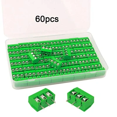 Bild av QitinDasen 60 st premium 3 stifts PCB Mount Screw terminalblock set, 5,08 mm pitch kretskort skruvklämmblock kontakt (grön, 10 A/300 V)