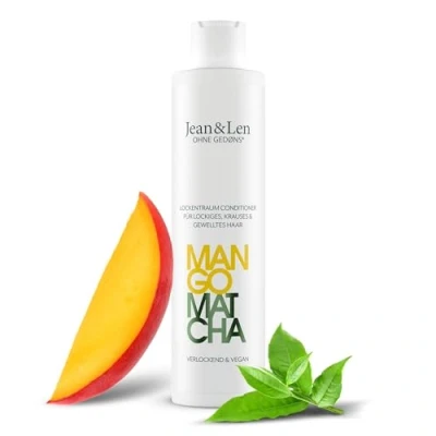 Bild av Jean &amp; Len lockdröm balsam mango matcha, tämjer ostyrigt och frissigt hår, minskar kluvna toppar, ger näring definierar naturliga vågor lockar, utan parabener silikoner, vegansk, 300 ml