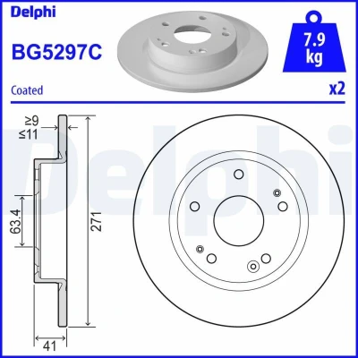 Bild av Bromsskiva DELPHI BG5297C