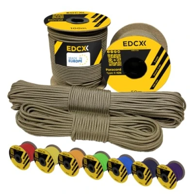 Bild av EdcX 3 mm nylonparacord 425 (15, 30, 50 och 100 m) typ II, % nylonrep, nylonrep i många färger (prärievargsbrun, 15