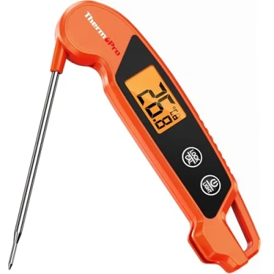 Bild av ThermoPro TP603 vattentät köttermometer 0,5 C exakt grilltermometer 3 s snabb reaktion vikbar kökstermometer för grillning, stekning, grill och dryck svart