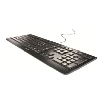 Bild av CHERRY KC 1000, trådbundet tangentbord, brittisk layout (QWERTY), Plug &amp; Play via USB port, platt design, tyst tangenttryckning, svart
