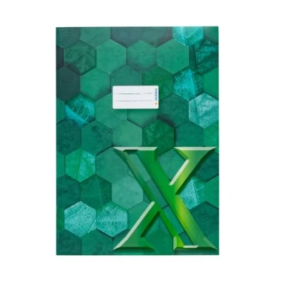 Bild av HERMA 20087 häftkuvert A4 kartong grön, 10 stycken, förädlat häftfodral med märkningsfält av robust och extra starkt papper, häftskydd hexagonmönster motiv för skolhäftningar, färgad