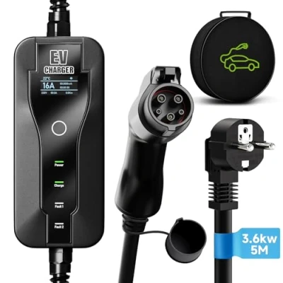 Bild av NC typ 1 ev jageur 3,6 kW, elektrisk billaddare, omkopplingsbar, 10/16 A, laddkabel, standard US Schuko 2 polig SAE J1772 EVSE
