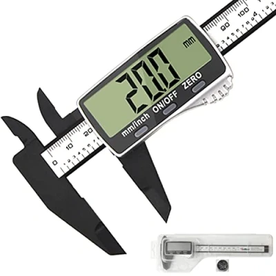 Bild av Vodlbov digitala mätreglage, 150 mm/6 tums kolfiber högprecision skjutreglage med stor LCD display för utomhusbruk, inomhus och djupdimensioner, digitalt mätverktyg