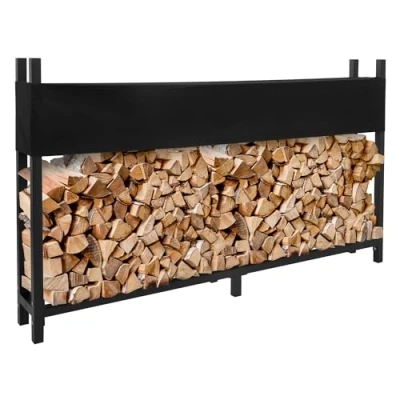 Bild av ML Design vedställ i metall med lock 200x25x115 cm antracitstål, staplingshjälp utomhus skyddskåpa, trädgårdsvedskydd 0,8m3/1,3 SRM, vedställ,