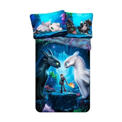 Bild av How to train your dragon Enkelt påslakan i bomull europeisk storlek