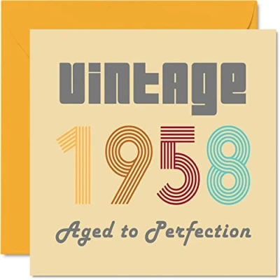 Bild av Stuff4 födelsedagskort till 65 årsdagen Födelsedag för män och kvinnor Vintage 1958 Aged To Perfection rolig henne honom 145 mm x gratulationskort