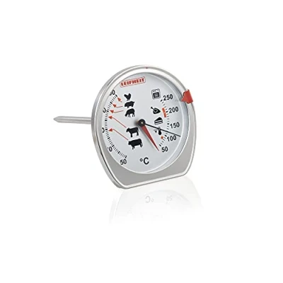 Bild av Leifheit Stek och ugnstermometer, kombinerad display för ugnstemperatur kärntemperatur på ett ögonblick, grilltermometer med skala perfekta matlagningspunkter, diskmaskinssäker, rostfritt