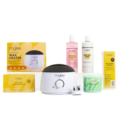 Bild av Mylee Complete Waxing Kit, inkluderar Salon Quality Wax Heater, Soft Cream Wax, vaxremsor, spatlar och Pre &amp; After Care Lotion (Tea Tree)