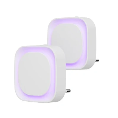 Bild av YUNLEX Nattljusuttag, [2 pack] babynattlampa med skymningssensor Automatisk på/av LED nattlampa, ljusstyrka justerbar i 3 nivåer, för baby, hall, badrum, kök, sovrum, toalettbelysning Violet