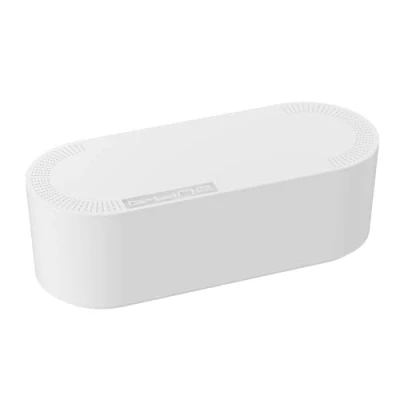 Bild av D Line ordningslåda för kablar, döljer förlängningsblock, kabelhantering skrivbord, snyggar till TV tillverkad av elektriskt säkert ABS material 415 (L) x 165 (B) 135 mm (H) stor, vit