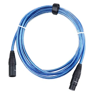 Bild av Pronomic XFXM Blue 2.5 mikrofonkabel (2,5 m längd, XLR hona 3 stifts &gt; male stifts, kontakt handlödad, syra och oljesäker, spänntänger dragavlastning) metallisk blå
