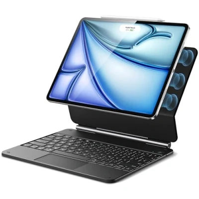 Bild av ESR Magnetiskt tangentbordsfodral, iPad tangentbord för Air 13 tum (M2 2024), Pro 12,9 2022/2021, handsfree stativdesign, bakgrundsbelysta knappar, multitouch styrplatta, svart