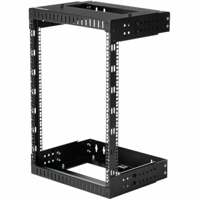 Bild av StarTech.com 15U väggmonterat nätverksställ med 2 stolpar, öppen ram 19 tum serverställ, justerbart djup, väggdataback för IT/AV fästmuttrar och skruvar ingår (RK15WALLOA)