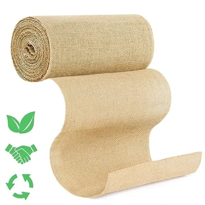 Bild av Gotanc Rustik jute bordslöpare löpare bred 15 m x 30 cm högkvalitativt naturligt jutetyg mångsidig och justerbar perfekt för bröllop, fester heminredning