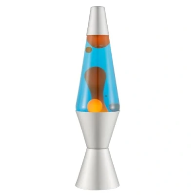 Bild av LAVA® Lava lampa 2117, orange vax, blå vätska, silverfärgad bas och topp, original 14,5 tum märke rorelse