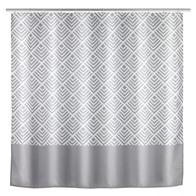 Bild av WENKO Mögel duschdraperi eko, anti bakteriell, textil, tvättbar, vattenavvisande, mögelresistent, med 12 duschdraperiringar, polyester, grå, 180 x 0 200 cm
