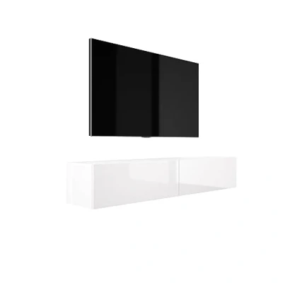 Bild av 3E 3 x E living.com hängande TV skåp med push to open funktion (B: 170 cm, H: 34 D: 32 cm) lågboard, bräda i vitt matt och vit högglans