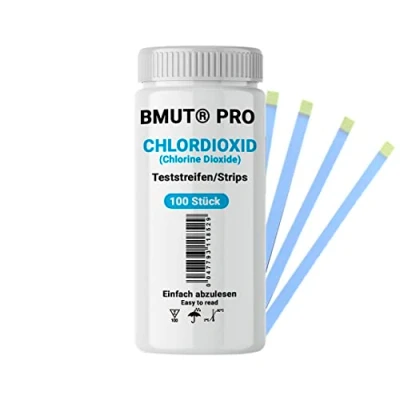 Bild av 100 x klordioxidtestremsor (02 000 ppm) lösning (CDL/CDS) snabbtest vatten (klorindioxid)