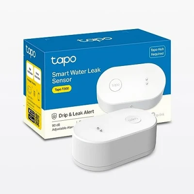 Bild av Tapo TP Link T300 Smart vattenläck sensor, hub krävs, inbyggd 90 Db justerbar sirene, sensor och app larm, IP67 vattentät, 1 års batterilivstid, flexibel placering